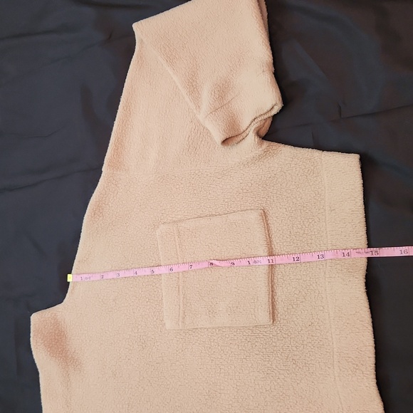 Oak + Fort tan coloured cropped teddy sweater - Picture 2 of 6